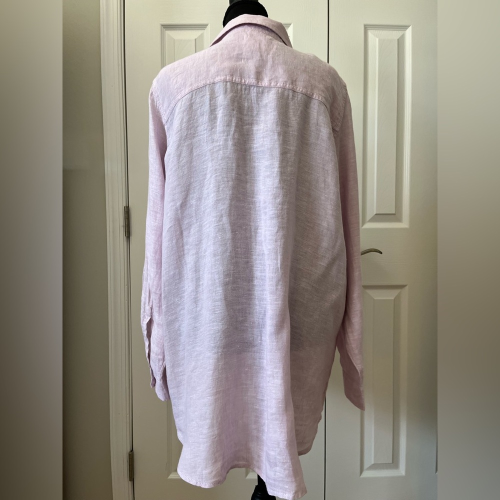 Sigrid Olsen Pink Linen Button Down Cover Up Size Large EUC - Picture 3 of 9